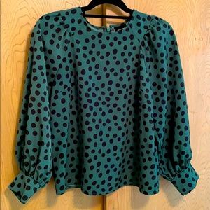 Green Polka Dot Blouse